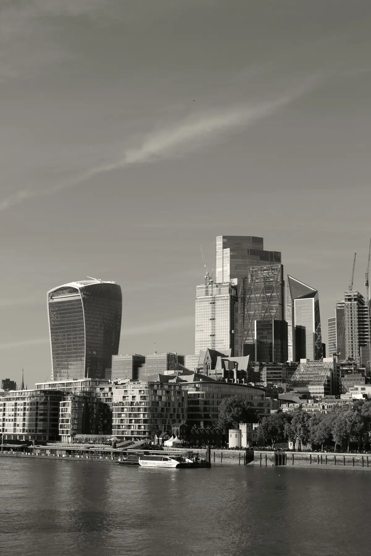 The London skyline viewed across the River Thames